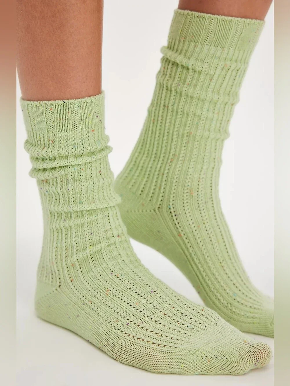 🪷❣️NWT Free People Meadow Breeze Confetti Socks In Kiwi, One Size🌙